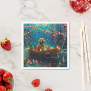 Serviette En Papier Goldendoodle Noël Festive Voyage
