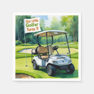 Serviette En Papier Golf 1er anniversaire avec voiturette de golf sur 