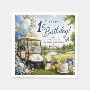 Serviette En Papier Golf 1er anniversaire avec voiturette de golf sur 