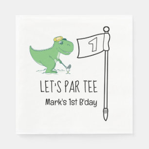 Serviette En Papier Golf 1er Anniversaire Dinosaur golfeur par tee