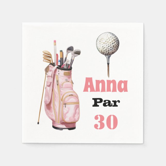 Serviette En Papier Golf 30e anniversaire Par tee femme rose (Devant)