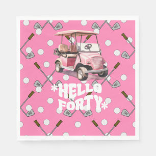 Serviette En Papier Golf 40e anniversaire avec panier rose femme golfe