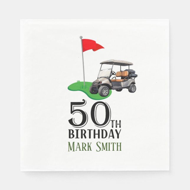 Serviette En Papier Golf 50e anniversaire à vous avec Drapeau de golf (Devant)