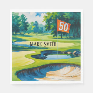 Serviette En Papier Golf 50e anniversaire à vous avec Drapeau de golf