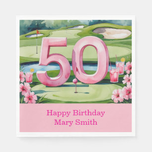 Serviette En Papier Golf 50e anniversaire avec numéro pour femme golfe