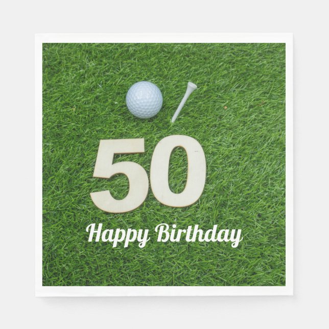 Serviette En Papier Golf 50e Anniversaire balle de golf et tee on gree (Devant)