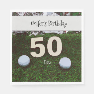 Serviette En Papier Golf 50th Anniversaire du golfeur avec balles sur