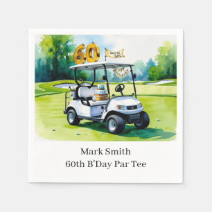 Serviette En Papier Golf 60e anniversaire avec Golf Panier sur mettre 