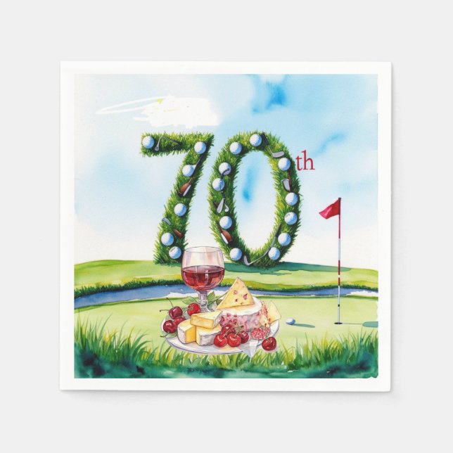 Serviette En Papier Golf 70e anniversaire pour golfeur  (Devant)