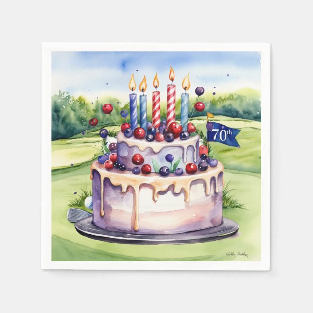 Serviette En Papier Golf 70e anniversaire pour golfeur  (Devant)