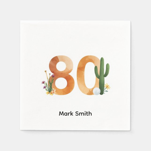 Serviette En Papier Golf 80th Birthday with golf ball  Arizona golfer (Devant)