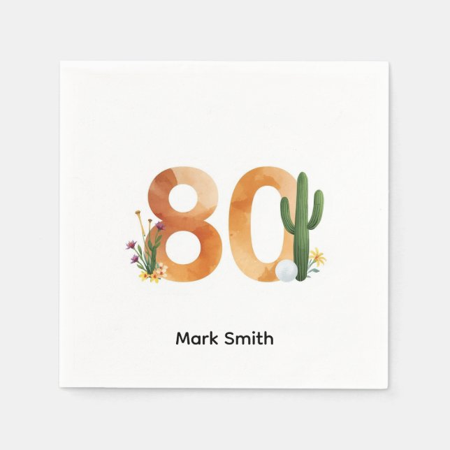 Serviette En Papier Golf 80th Birthday with golf ball  Arizona golfer (Devant)