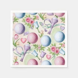 Serviette En Papier Golf à thème rose avec fleurs pour Lady golfer