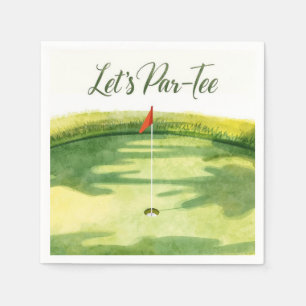 Serviette En Papier Golf Allons-y sur le départ avec un drapeau de gol