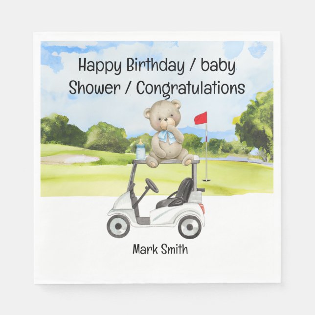 Serviette En Papier Golf baby shower / Anniversaire / félicitations (Devant)