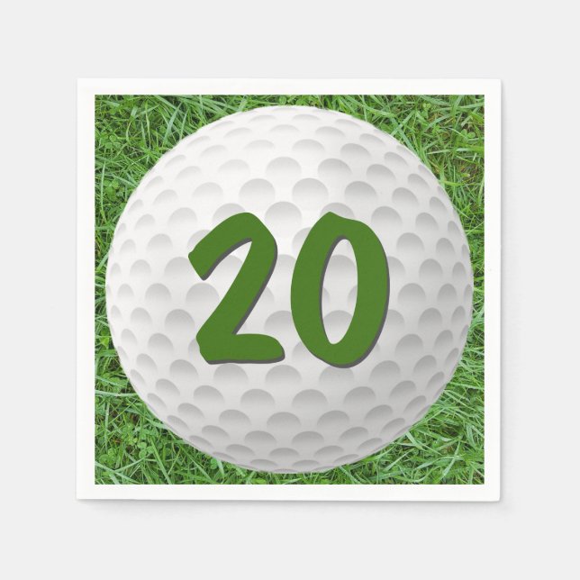 Serviette En Papier Golf Ball 20e Anniversaire serviettes (Devant)
