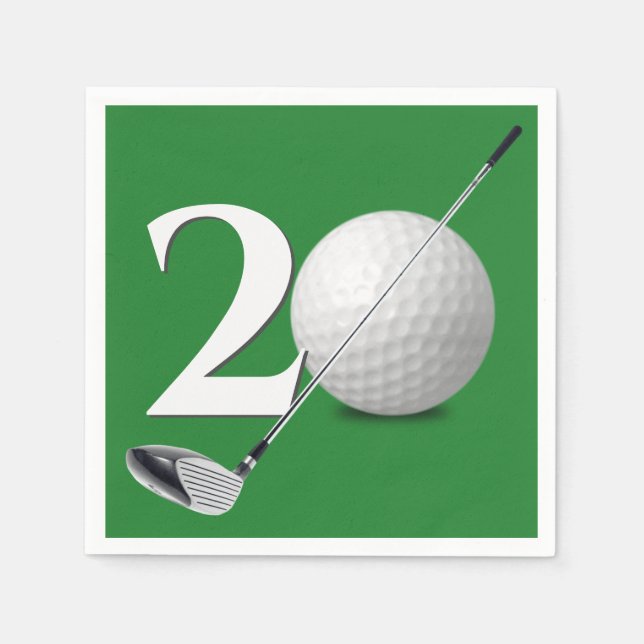 Serviette En Papier Golf Ball and Club 20th Birthday (Devant)
