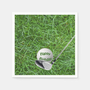 Serviette En Papier Golf Ball and Club d'anniversaire