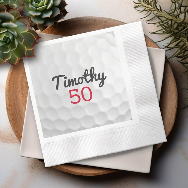 Serviette En Papier Golf Ball Anniversaire - 50e ou autre année (Custom Party Napkins)