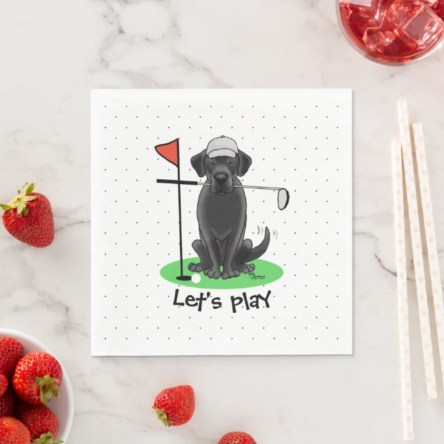 Serviette En Papier Golf Black Labrador Retriever Dog - mignonne (En situation)