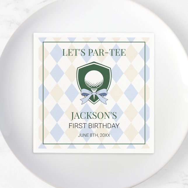 Serviette En Papier Golf Blue Boys Sports 1er anniversaire Par tee (Modern Golf Blue Boys Sports 1st Birthday Par-tee Napkins)