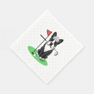 Serviette En Papier Golf Boston Terrier (noir) mignon chien