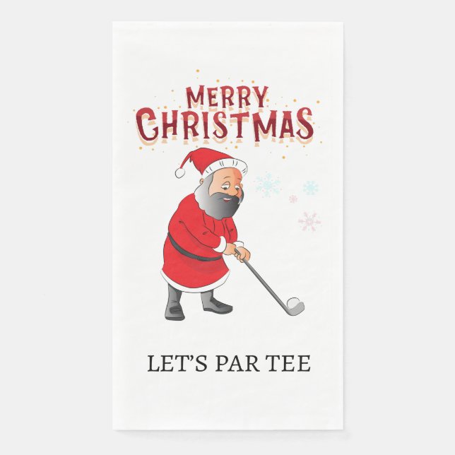 Serviette En Papier Golf Christmas Let’s Par tee avec le Père Noël (Devant)