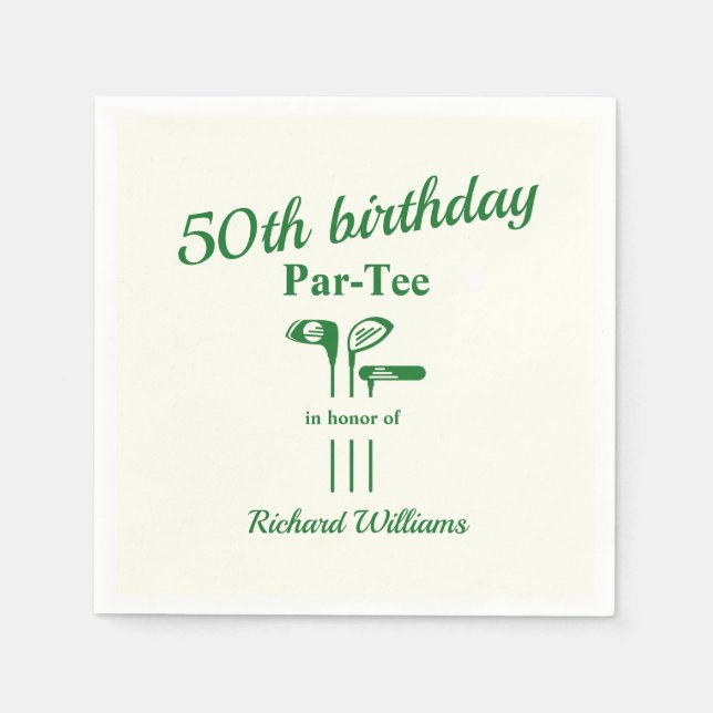 Serviette En Papier Golf Clubs Themed Par Tee 50th Birthday Party (Devant)