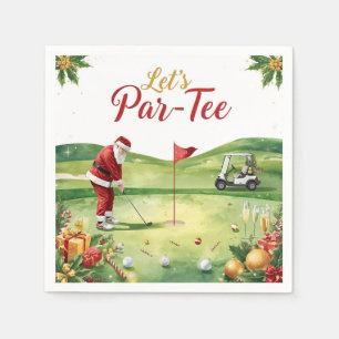 Serviette En Papier Golf de Noël avec le Père Noël jouant au golf