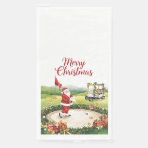Serviette En Papier Golf de Noël avec le Père Noël jouant au golf