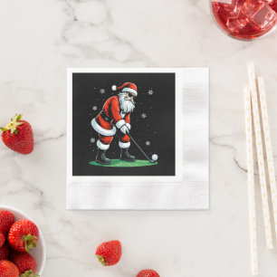 Serviette En Papier Golf de Noël Santa Golfeur Xmas Drôle