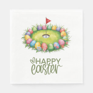 Serviette En Papier Golf de Pâques avec œuf sur le green de putting