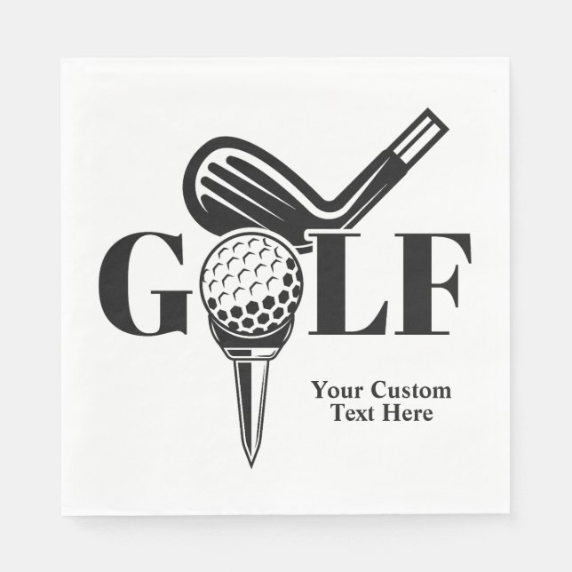 Serviette En Papier Golf de texte personnalisé (Devant)
