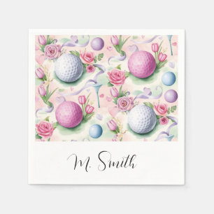 Serviette En Papier Golf en rose sur le thème des fleurs pour la fête 