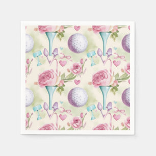Serviette En Papier Golf en rose sur le thème des fleurs pour la fête