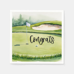 Serviette En Papier Golf Félicitations texte sur la mise en vert