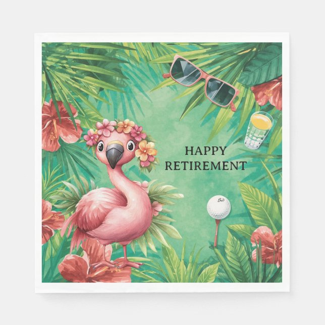 Serviette En Papier Golf Floride sur le thème des flamants roses sur v (Devant)