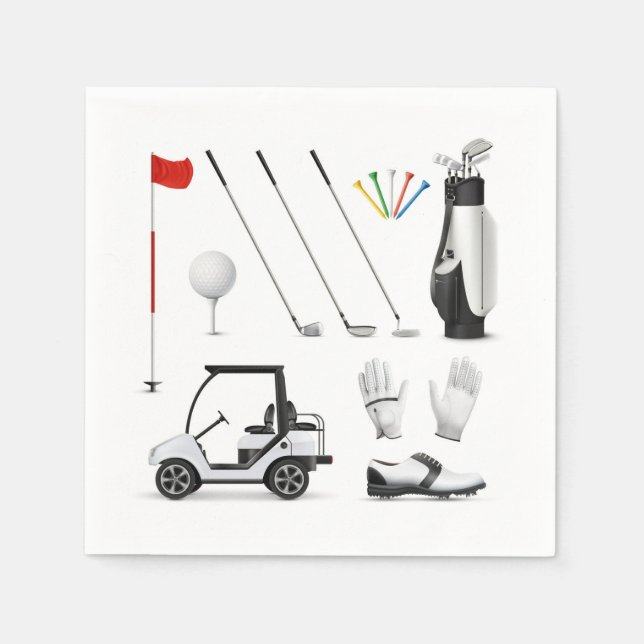 Serviette En Papier Golf Golfing Anniversaire (Devant)