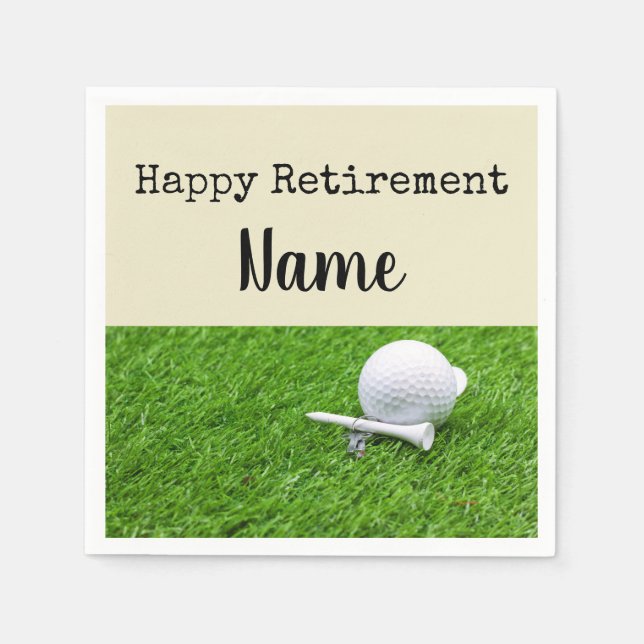 Serviette En Papier Golf Happy retirement with golf Golf and tee (Devant)