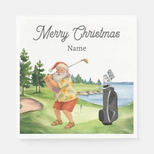 Serviette En Papier Golf Hawaï Noël Père Noël Tropical Papier Fête