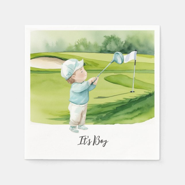 Serviette En Papier Golf  It's Boy for Baby Shower   (Devant)