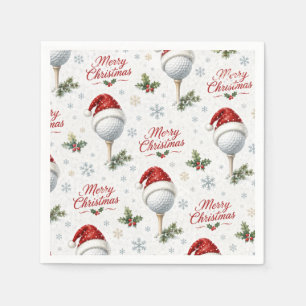 Serviette En Papier Golf Joyeux Noël avec le chapeau de Père Noël