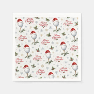 Serviette En Papier Golf Joyeux Noël avec le chapeau de Père Noël