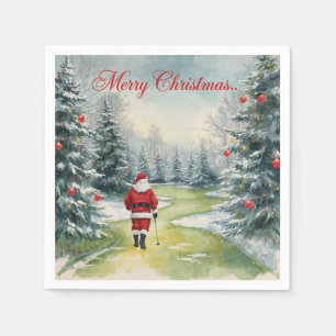 Serviette En Papier Golf Joyeux Noël avec le Père Noël