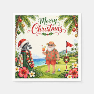Serviette En Papier Golf Joyeux Noël avec le Père Noël