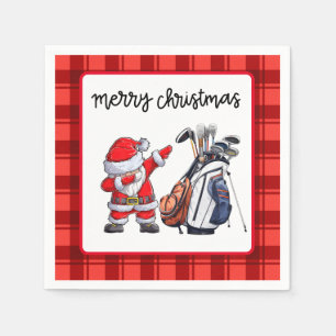 Serviette En Papier Golf Joyeux Noël avec le Père Noël