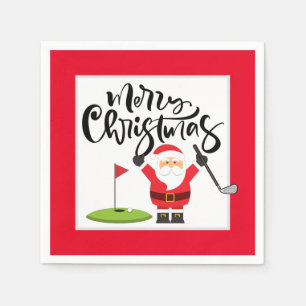 Serviette En Papier Golf Joyeux Noël avec Santa Claus Golf