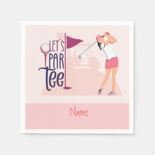 Serviette En Papier Golf Lady thème rose golfeur Let Par Tee