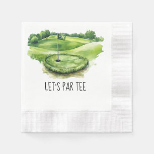 Serviette En Papier Golf Let’s Par avec drapeau de golf sur vert blanc