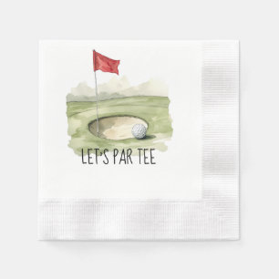 Serviette En Papier Golf Let’s Par avec drapeau de golf sur vert blanc